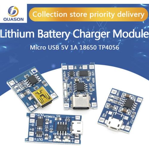 10PCs Micro USB 5V 1A 18650 TP4056 Lithium Battery Charger Module Charging Board With Protection Dual Functions 1A Li-ion