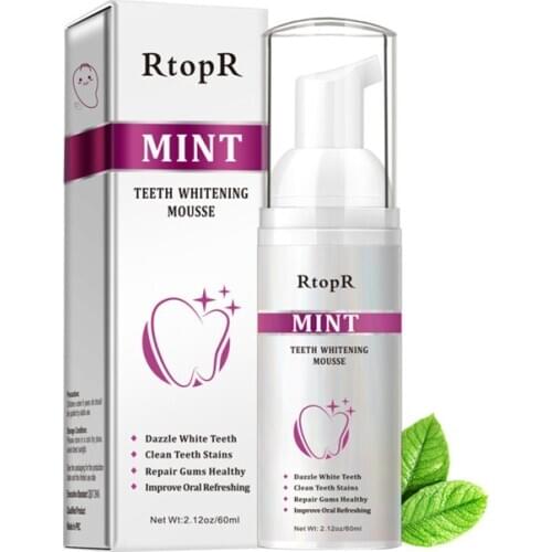 RtopR Tooth Whitening Cleaning Mousse Remove Plaque Stains Oral Odor Fresh breath Bright Teeth Toothpaste Dental Care Tool 60ml