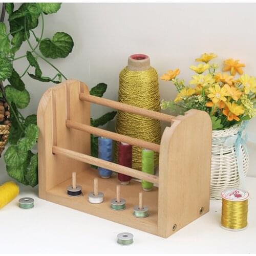 11-Spool Wood Thread Rack Desktop Stand Sewing Decor Thread Holder Sewing Storage Organizer Rack Quilting Embroidery DIY Tool