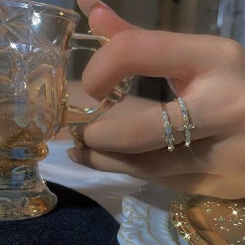 12pcs/lot French Retro Niche Exquisite Zircon Flower Imitation pearls Ring Opening Adjustable Ring for Women Jewelry