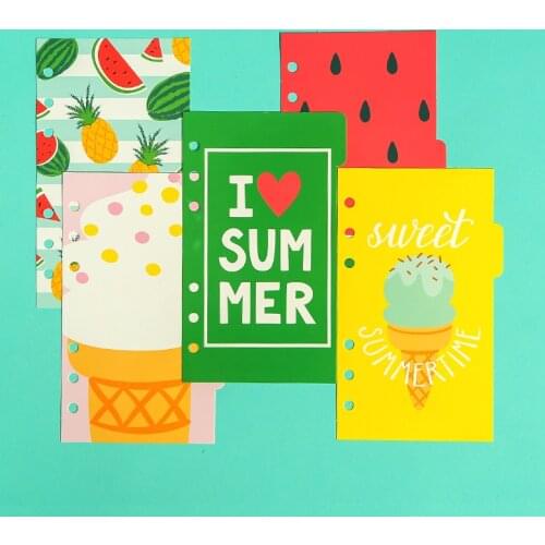 2020 Lovedoki Dokibook Notebook dividers A5 A6 A7 summer ice cream 6 ring binder index divider kawaii planner accessories