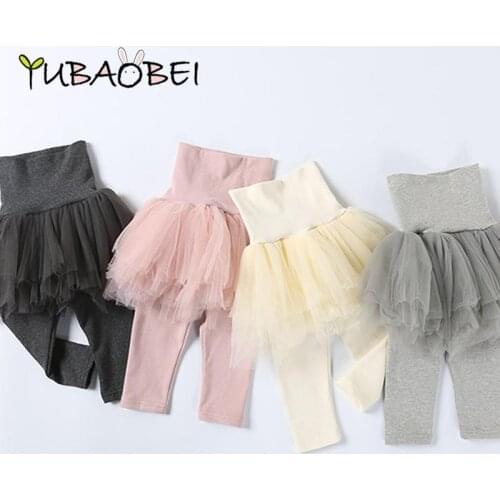 2021 Fall Cotton Pants Baby Girls Kids 5 layers Tulle Skirt Skinny Leggings Toddler Ball Gown Party Leggings Children Clothing
