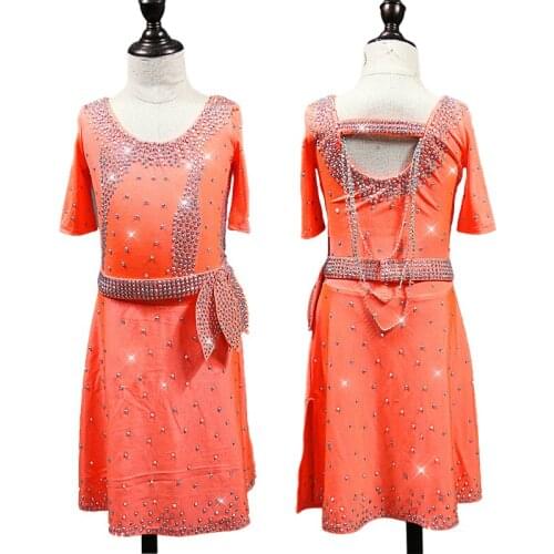 Full Body Rhinestone Latin Dance Dress Women Sexy Professional High-end Latin Dance Skirt Performance Competition Clothing