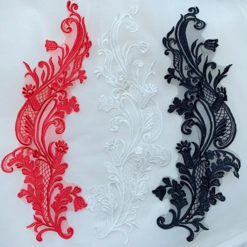 4Pieces/2Pair Rayon Floral Pattern Lace on Floral Cloth Patch Applique Wedding Veil Accessories Exquisite Handmade DIY RS3414
