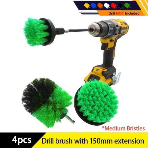 4pcs/set Drill Power Scrub Clean Brush Cleaning Supplies with Extension for Kitchen Stainless steel water tank