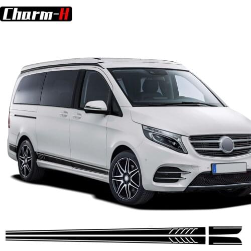507 Styling Stripes Car Door Side Skirt Decal Stickers for Mercedes Benz Vito V Class W447 W639 V260 V260L SWB LWB Accessories