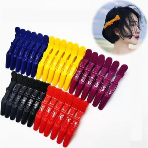 6pcs/lot Plastic Hair Clip Hairdressing Clamps Claw Section Alligator Clips Grip Barbers For Salon Styling Hair Accessories