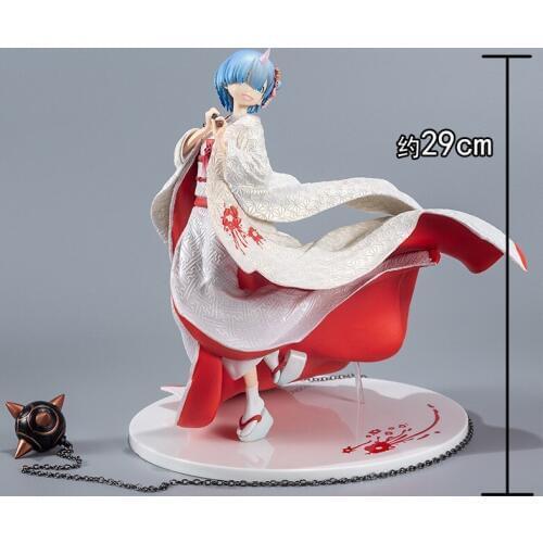 Anime Re : Life in a Different World From Zero Rem White Kimono with Iron chain ball Action Figure Model Toys