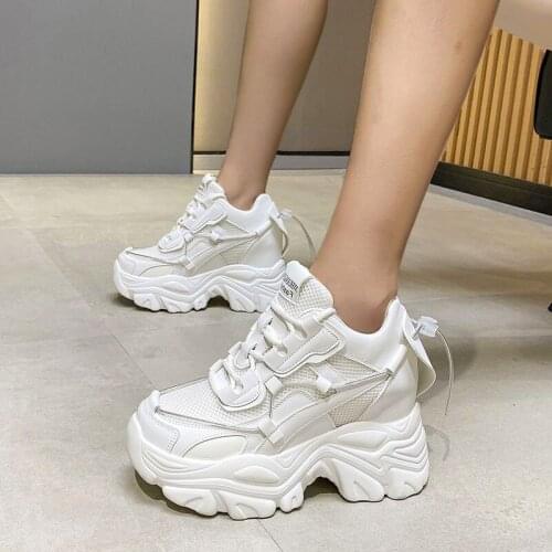 White Chunky Sneakers Women Platform Sport Shoes Women 2021 Height Increase Shoes Black Wedge Heels Running Shoes For Women