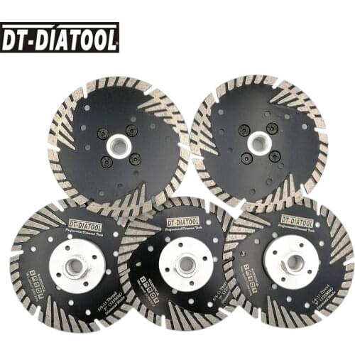 DT-DIATOOL 5pcs 5/8-11 125mm/5" Hot Pressed Diamond Turbo Blades Slant Protection Teeth Saw Blades Granite Marble Cutting Discs