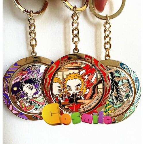 Cosmile Demon Slayer Kimetsu no Yaiba Kochou Shinobu Douma Rengoku Kyoujurou metal Keychain keyring Wallet key chain Strap Hot