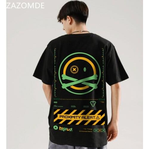 ZAZOMDE Black O-Neck T Shirt Men Japanese Harajuku Tops Streetwear Funny Casual Short Sleeve Oversized Tops Males Summer Tshirt