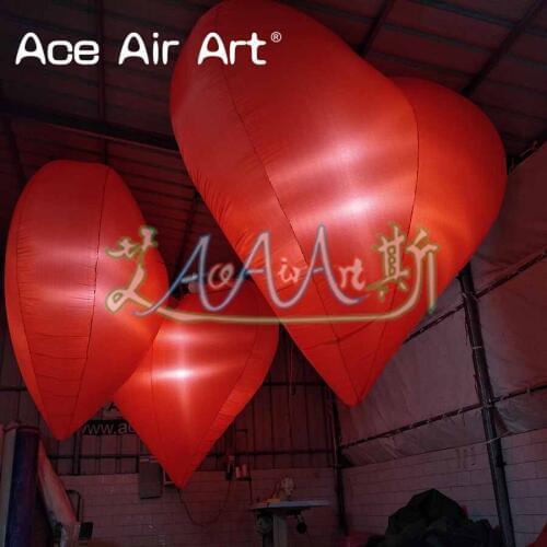Hot sale Continuous blowing Valentines Day Inflatable LED light hanging heart decor with good services