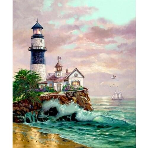 Full Square/Round Drill 5D DIY Diamond Painting "Lighthouse Landscape" 3D Rhinestone Embroidery Cross Stitch 3D Home Decor Gift