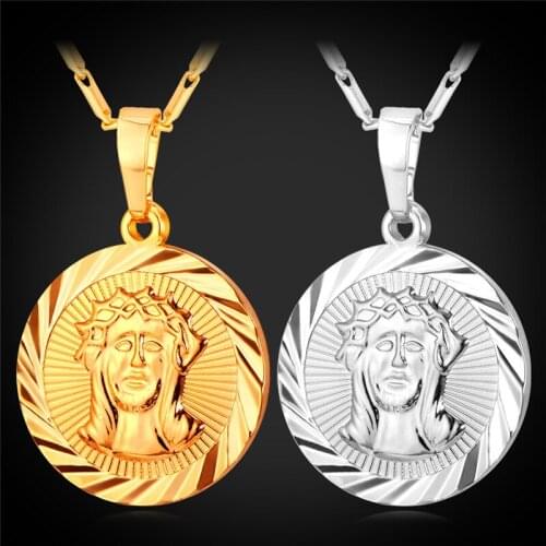 Kpop Gold/Silver Color Jesus Figure Round For Women Christian Jewelry Gift Classic Coin Charm Necklace & Pendant For Men P256