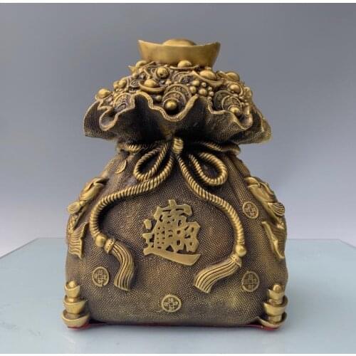 Brass Money Bag Metal Pure Copper Lucky Purse Charms Cornucopia Ornament Vintage Handmade Craft