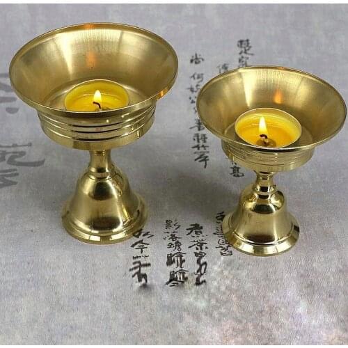 Metal Ghee Lamp Holder Copper Brass Candlestick Butter Lamp Retro Candle Holder Tibetan Buddhist Oil Lamp Buddha Craft 1pc