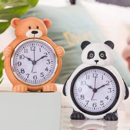Cute cartoon panda bear bedroom decoration table clock Fun brown bear animal clock