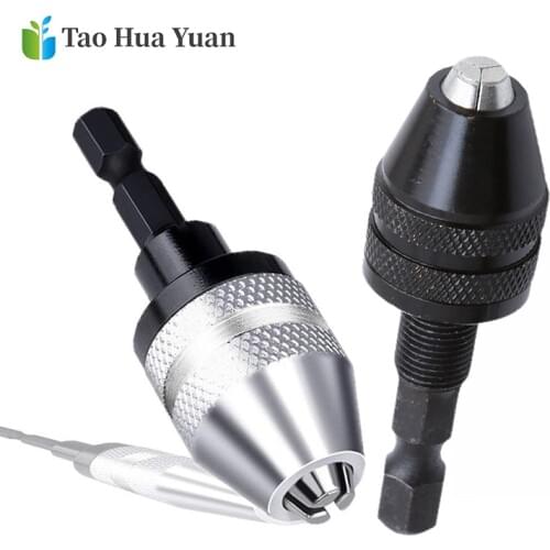 Upgrade Keyless Drill Chuck 0.3-3.6mm Conversion Tool 1/4" Hex Shank Quick Change Adapter Chuck for Electric Drill Accessories A