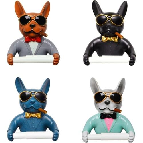 Cartoon Wall Mounted Toilet Paper Holder Dog Dispenser Hotel Punch-Free Toilet Paper Holder Dog Sculpture Wall Mount