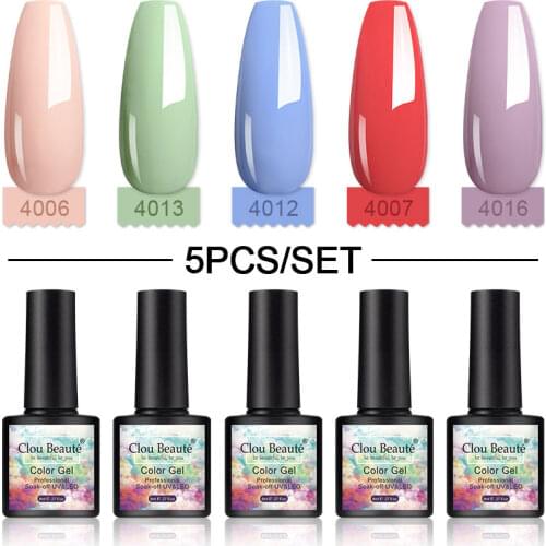 Clou Beaute Gel Nail Polish Set Vernis Semi Permanent Lacquer Soak Off UV Gel Hybrid Lot 5pcs Colors glitter Gel Polish kit