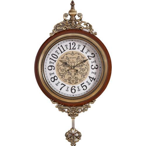 Vintage Luxury Wall Clock Silent Digital Arabic Antique Classic Wall Clock Wooden Metal Roman Numeral Wandklok Home Decor AD50WC