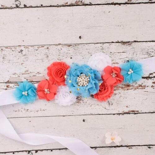 New Flower Sash Floral Maternity Sash Pregnancy Belly Belt Photo Props Gift Baby Shower Party Sash Flower Girl Belt