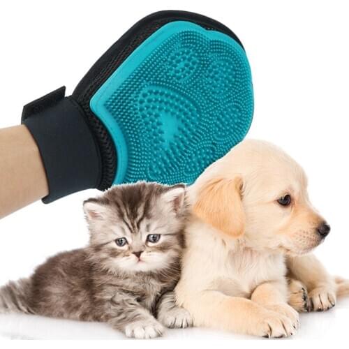 New Efficient Pet Grooming Gloves Massage Mitt Hair Removers Fur Collecting Shedding Tools for Dog & Cat
