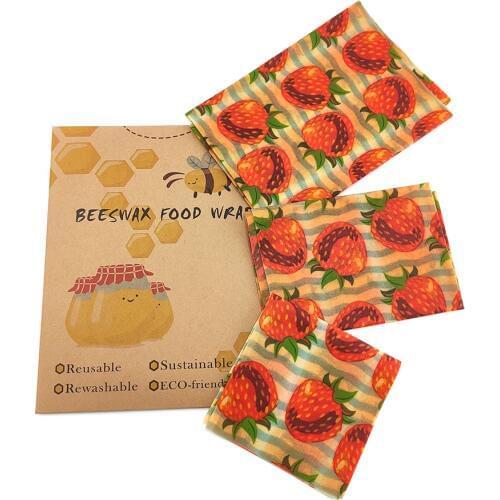 Beeswax Food Wrap- Beeswax Wraps - Eco Friendly Reusable Food Wraps - Sandwich Wrappers -Sustainable Plastic Free Cotton Storage