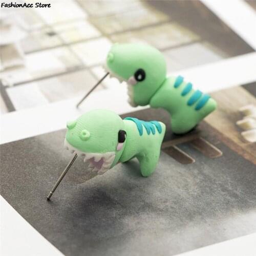 Polymer Clay Soft Cute Dinosaur Earrings For Women fashion Animal Piercing Ear Stud Earring Handmade 1 Pair