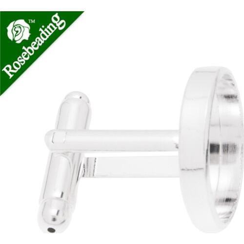16mm Silver Plated round flat Cufflink Blanks,depth is 2mm,fit 16mm round cabochons,bezel blanks,sold 10pcs/lot-C3539