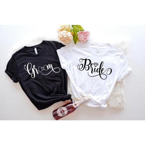 Bride and Groom Wedding Party Shirts Bridal Shower Fashion Aesthetic 100% Cotton O Neck Short Sleeve Top Tee Graphic T-shirt