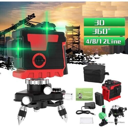 Laser Level 12 Lines Green Line 3D Self-Leveling 360 Horizontal &Vertical Super Powerful Green Beam Laser Levels New Arrival