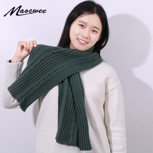 Girls Scarf Wool With Lady Winter Autumn Soft Long Scarf Female Shawl Knit Striped Women Solid Color Scarves High Quality
