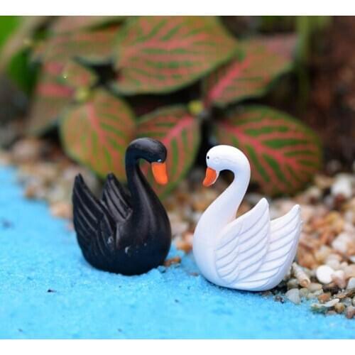 Succulent Decoration Ornaments Black And White Swan Garden Doll House Ornaments Doll Flower Pot Garden Decoration Resin Crafts