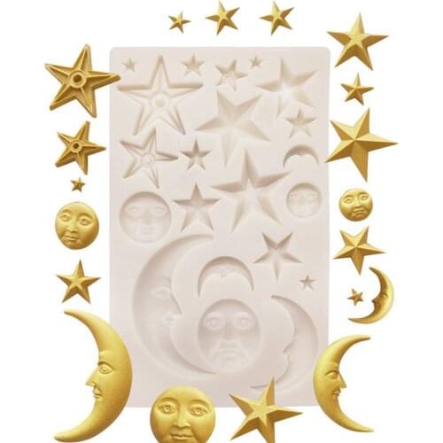 Sun Star Moon Face Silicone Chocolate Cake Fondant Handmade Aromatherapy Candle Clay EpoxyMolds DIY Soap Kitchen Baking Tool