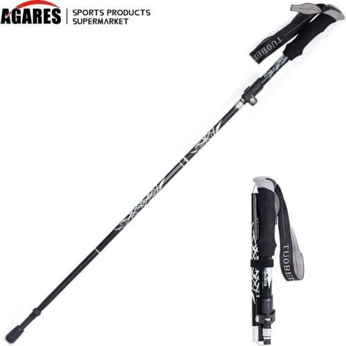 Ultralight Aluminum Alloy 5Sections Walking Poles Adjustable Trekking Poles Telescopic Walking Sticks Anti Shock Hiking Stick