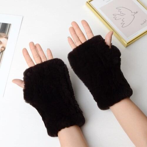 Warm Winter Real Rex Rabbit Fur Gloves Knit Lovely Lady 100% Natural Real Rabbit Fur