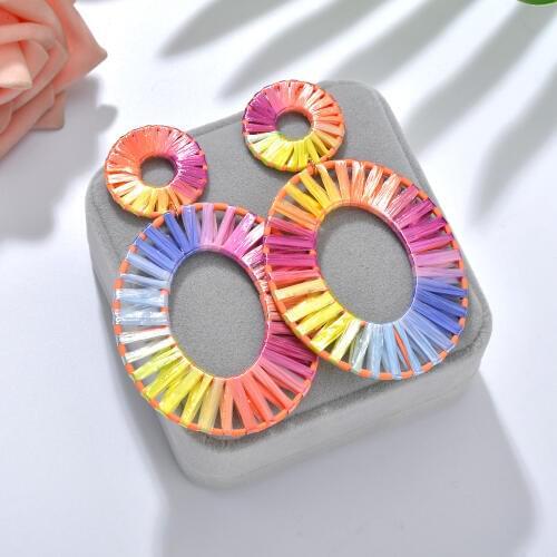 Boho Handmade Colorful Raffia Fringes Earrings For Women Ethnic Big Lover Heart Statement Dangle Drop Earring Fashion Jewelry