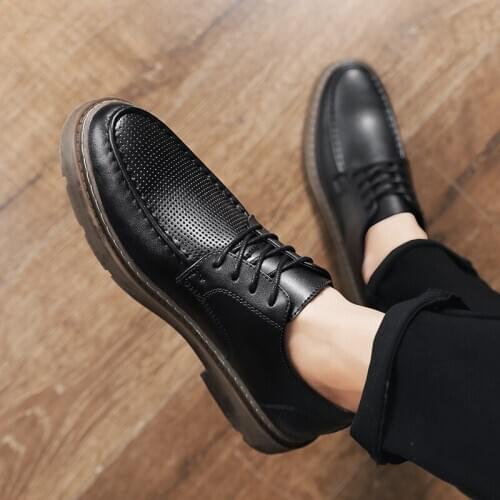 Spring leather hombre shoes sapato shoe breathable para mens hot black loafers cuero male mens 2020 comfortable casual men flat