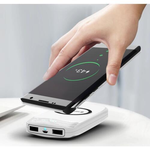 MOXOM Wireless Power Bank 18000mAh USB Mini Power Bank Portable Wireless Charging Battery Charger For iPhone Samsung MI HUAWEI