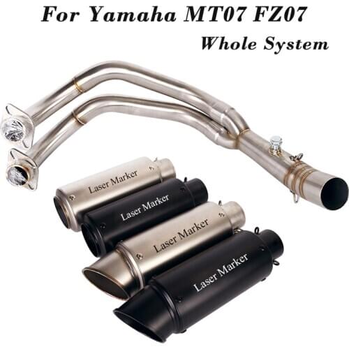 For Yamaha MT07 FZ07 Motorcycle Exhaust Whole System Muffler Tail Tube Front Header Link Pipe