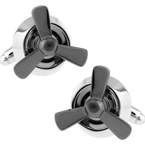 WN High quality product Tungsten steel cufflinks French black fan propeller shirts cufflinks wholesale friends gifts