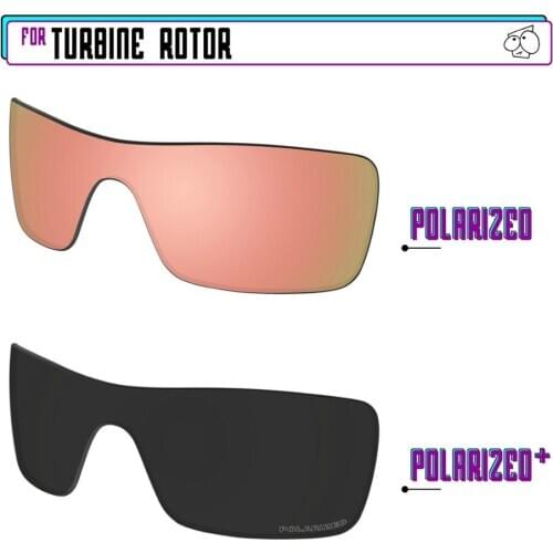EZReplace Polarized Replacement Lenses for - Oakley Turbine Rotor Sunglasses - BlackP Plus-RoseP