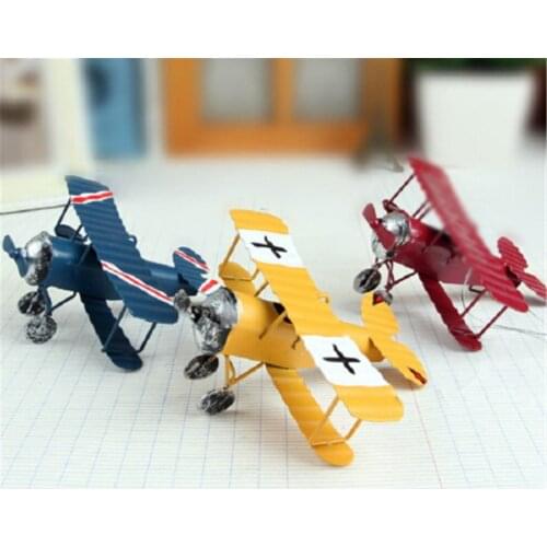 Iron Retro Aircraft Glider Biplane Pendant Vintage Metal Plane Model Photography Props Kids Toys Airplane Model Toy Randomly