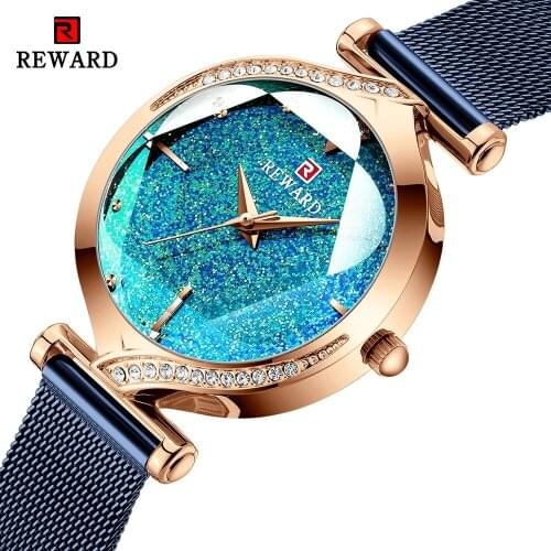 Relogio Feminino REWARD Women Watch Top Luxury Elegant Quartz Watches Waterproof Mesh Stainless Steel Strap Female Gift Clock