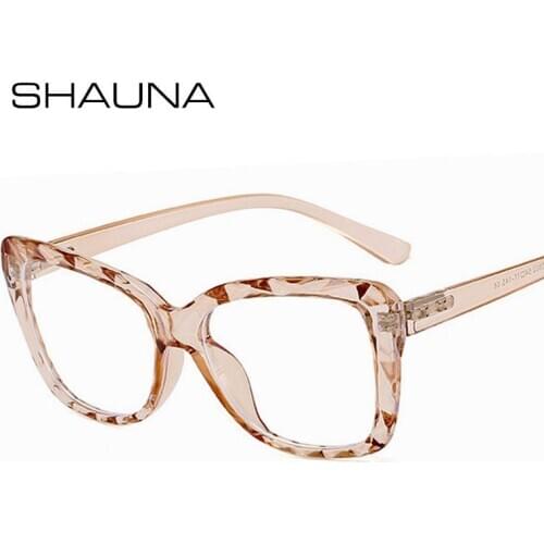 SHAUNA Anti Blue Light Women Cat Eye Eyeglasses Frames Spring Hinge Fashion Diamond Section Optical Frame