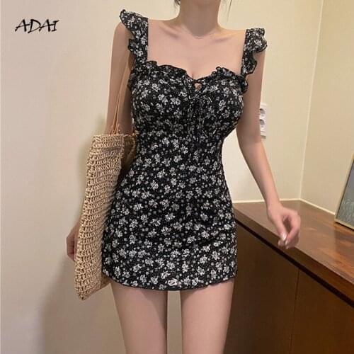 Womens Swimsuit Bathing Suits Summer Suit One-piece Swimsuit Print Floral Bikini 2021 Swimwear with Ruffles Swimming Beachwear