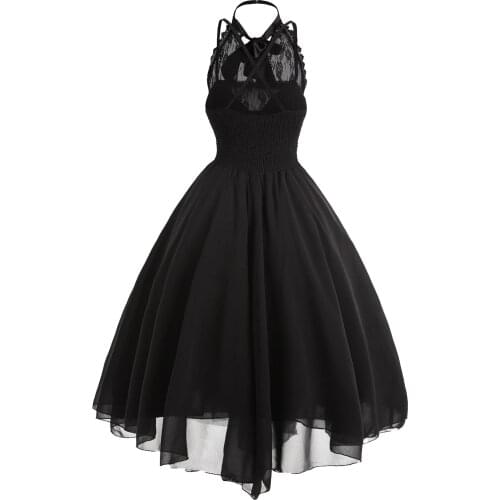 Women Fashion Gothic Style Sexy Banquet Festival Dress Lace Chiffon Ball Gown Long Maxi Dresses for Women 2021 Fashion Elegant