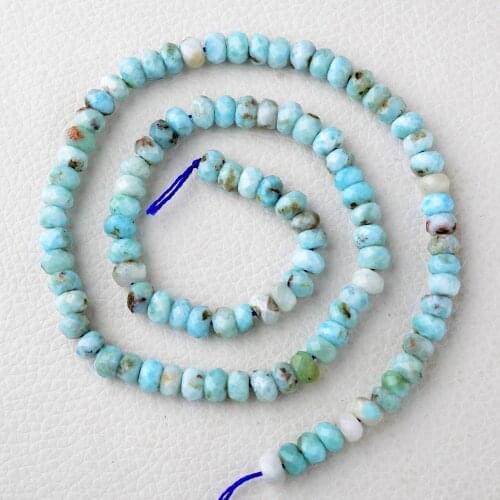 1 strand Natural Quality Larimar Faceted Rondelle Beads 4x6mm/5mmX7mm/6X8mm